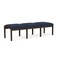 Lesro Lenox Wood 3 Seat Bench Wood Frame, Mocha, RF Blueberry Upholstery LW3001 - alternate 2